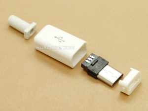 Micro USB 2.0 - 5 pin - DIY Wire Solder - White