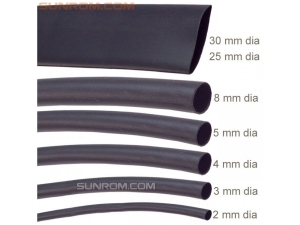 Heat Shrink Tube - 3mm Dia, Black, 1 Meter Length