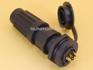6P Waterproof Connector - Set of Panel Mount Male + Female with Dust Cap