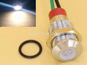 White 10mm 110-220V AC Panel Mount Indicator LED with 15cm wire