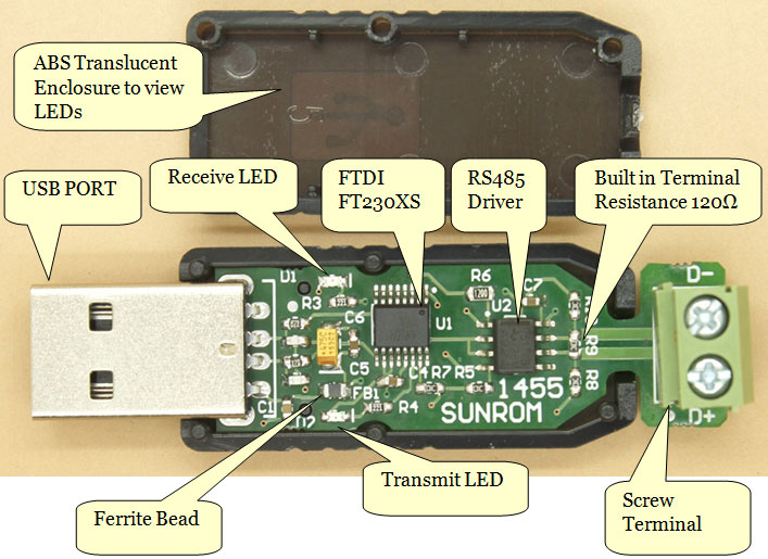 USB RS485 - FTDI FT230X [1455] : Sunrom Electronics