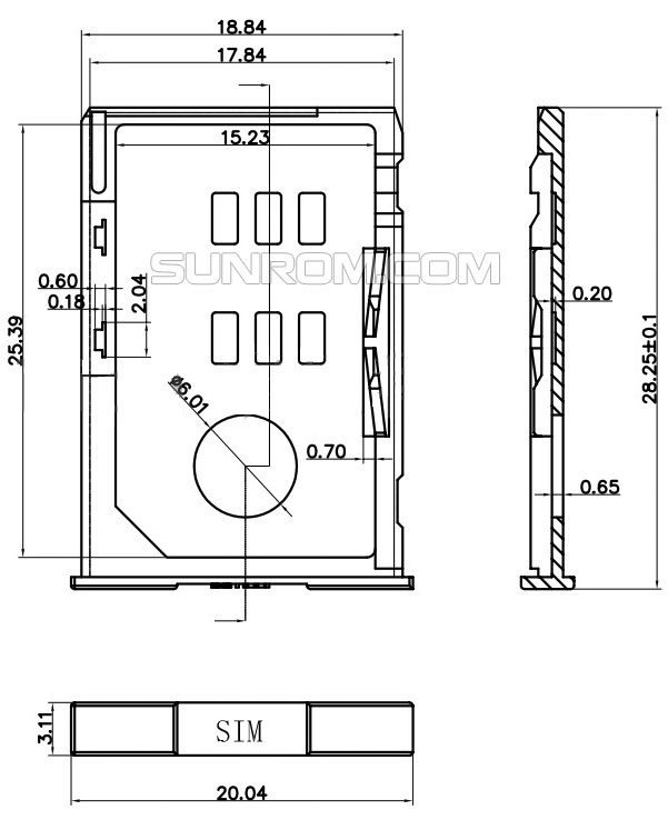 SIM Card Holder 6 Pin Push In Eject Yellow Pin SIM Tray 5514 