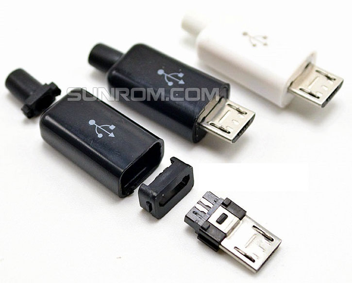 Micro USB 2.0 5 - Wire Solder - White [5401] : Electronics